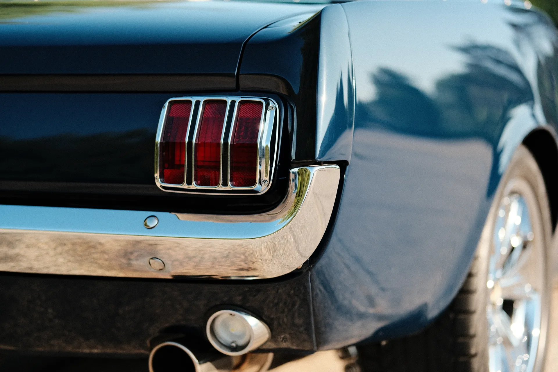 Taillight, chrome, and exhaust tip detail