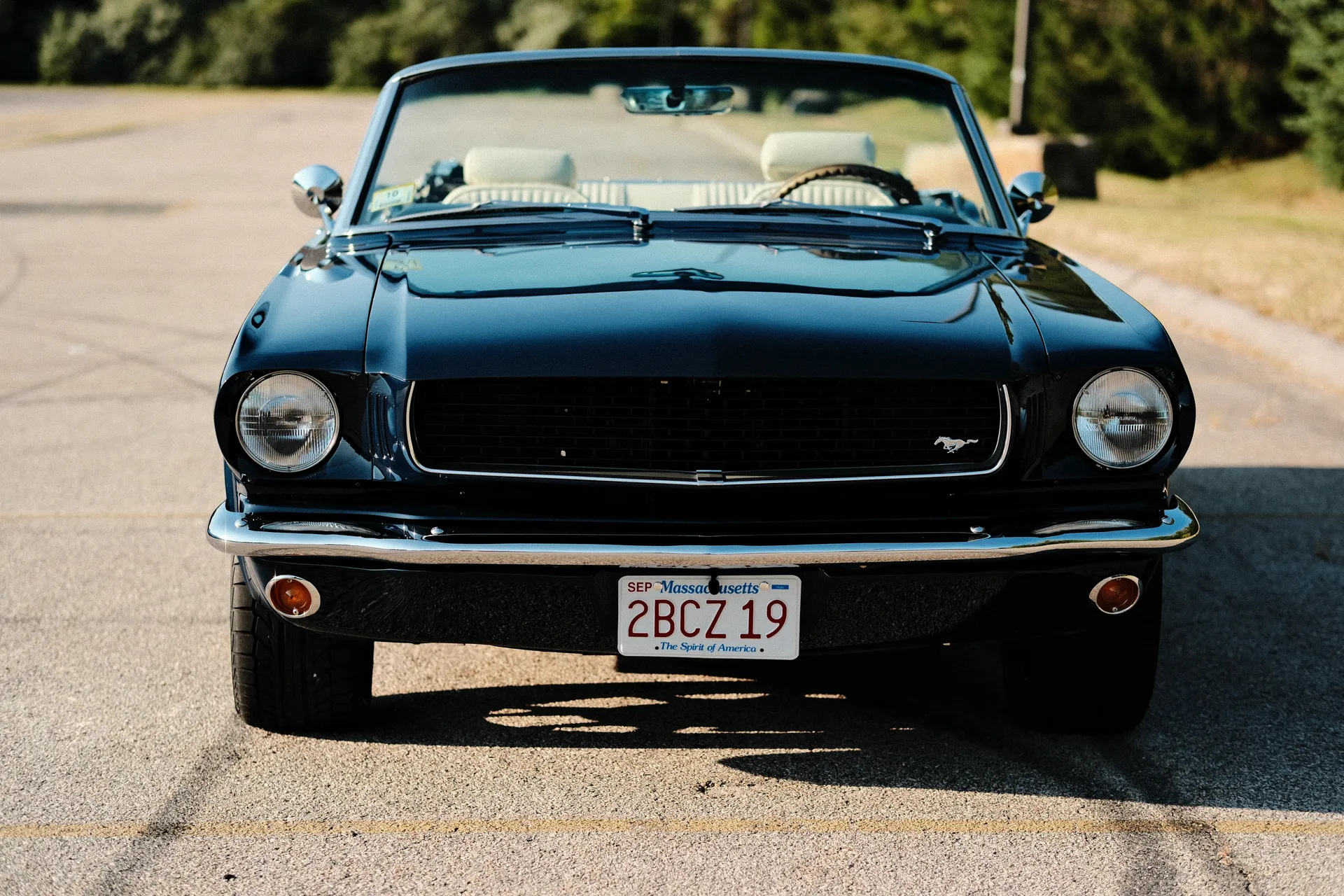 Front view of the finished Mustang in Rhapsody Blue