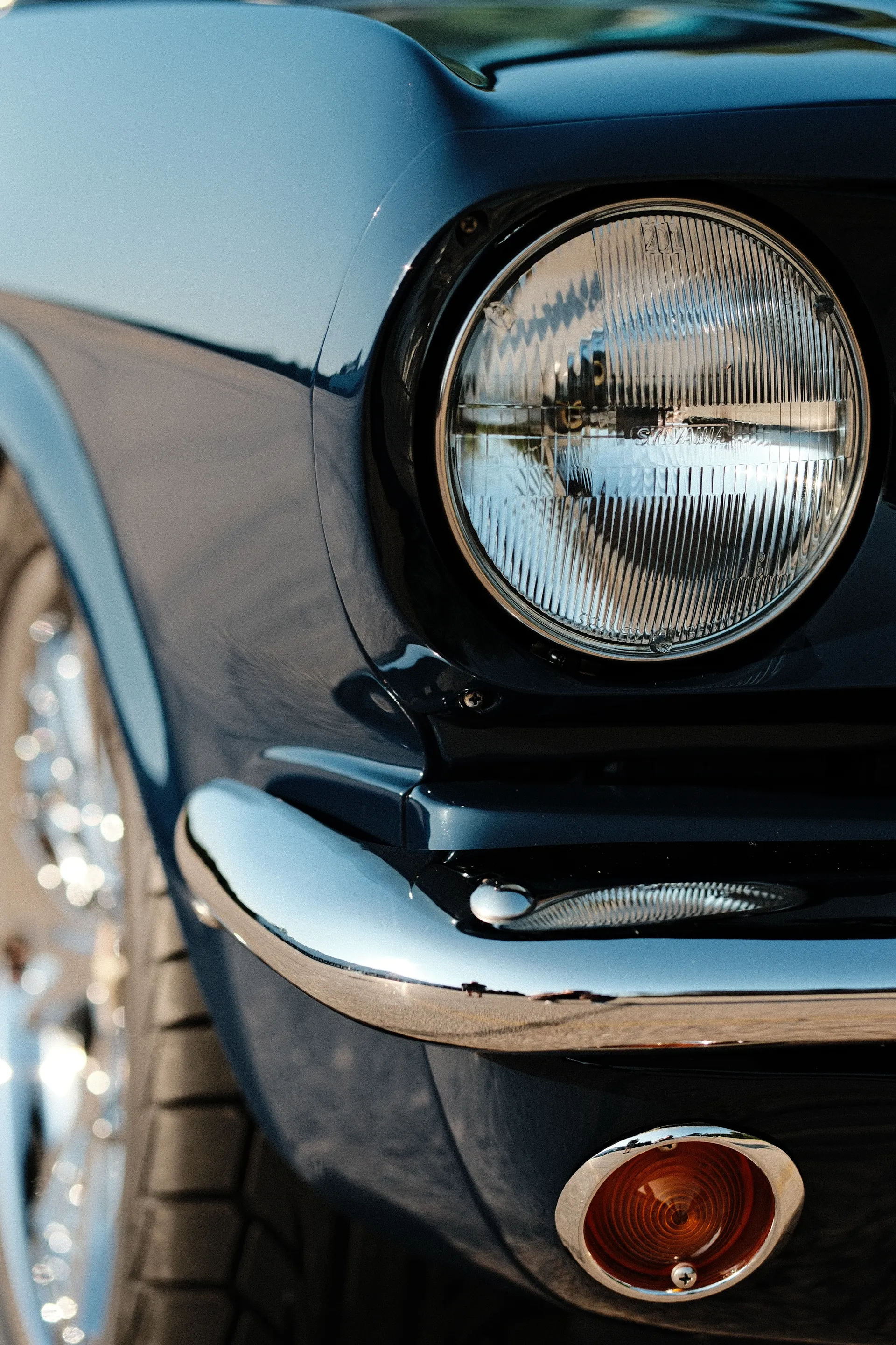 Headlight, bumper, and turn-signal close-up